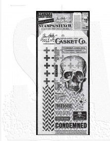 Tim Holtz Mixed-Media Stamps & Stencil Set THMM148: Rest In Peace, Herringbone and Plus