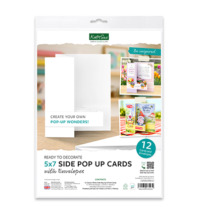 Katy Sue Designs - White 5x7 Side Pop Up Cards & Envelopes