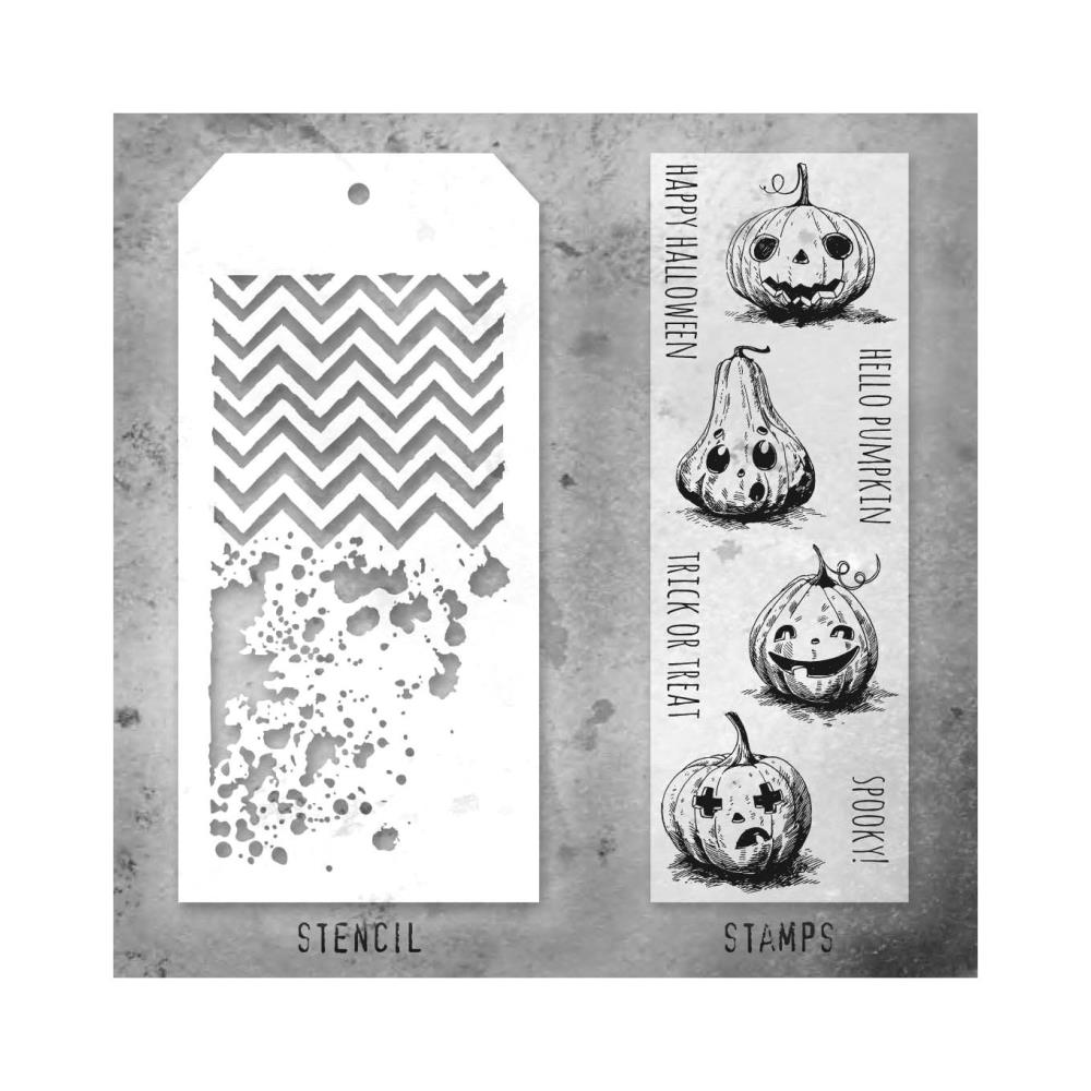 Tim Holtz Mixed-Media Stamps & Stencil Set THMM127: Pumpkinhead