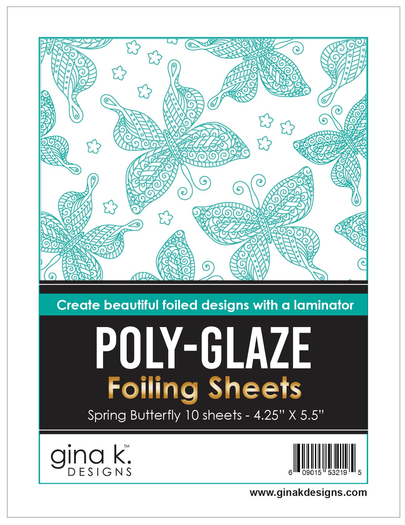 Gina K Designs - POLY-GLAZE Foiling Sheets- Spring Butterfly