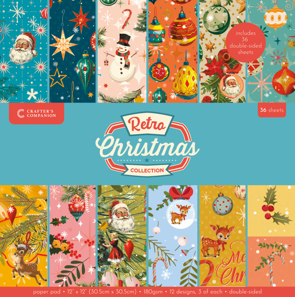 Retro Christmas 12x12 Inch Paper Pad