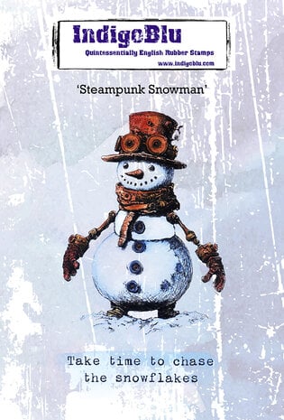 IndigoBlu - Steampunk Snowman A6 Red Rubber Stamp