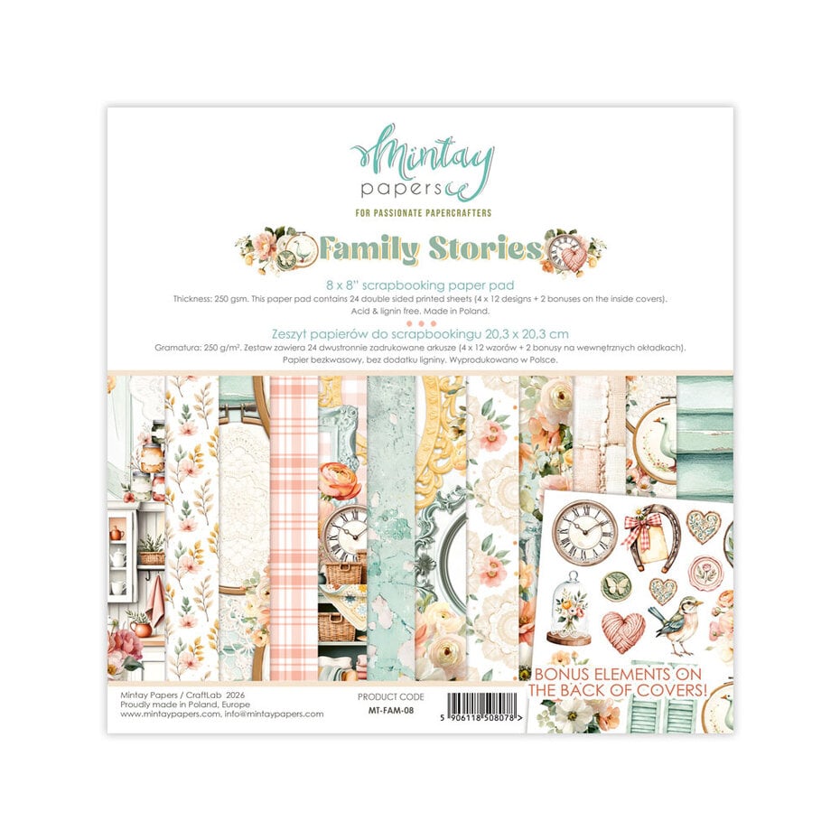 Mintay - Family Stories 8x8 Inch Scrapbooking Paper Set
