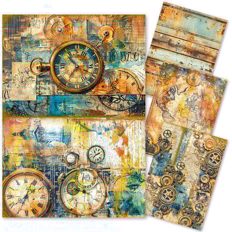 Ciao Bella - Past Time A4 Mixed Media Rice Paper (4pcs)