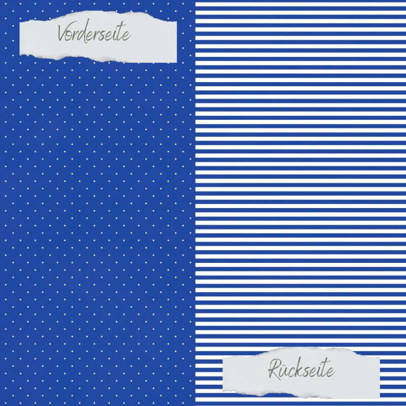 Creative Depot -   Designpapier - Basic - Tintenblau - Mini Pünktchen + Schmale Streifen - Doppelseitig bedruckt
