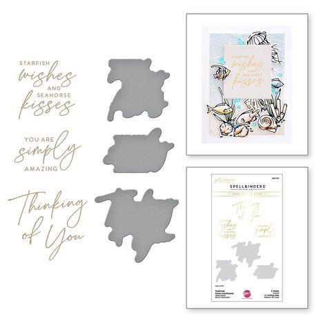Spellbinders - Seahorse Kisses Sentiments Glimmer Hot Foil Plate & Die Set 
