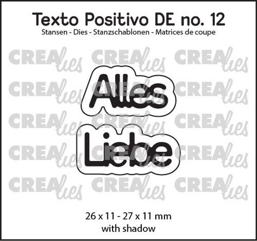 Crealies Texto Positivo Alles Liebe - DE (H)  Crealies Texto Positivo Alles Liebe - DE (H)