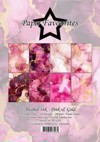 Paper Favourites - Alcohol Ink Pink & Gold A5 Paper Pad
