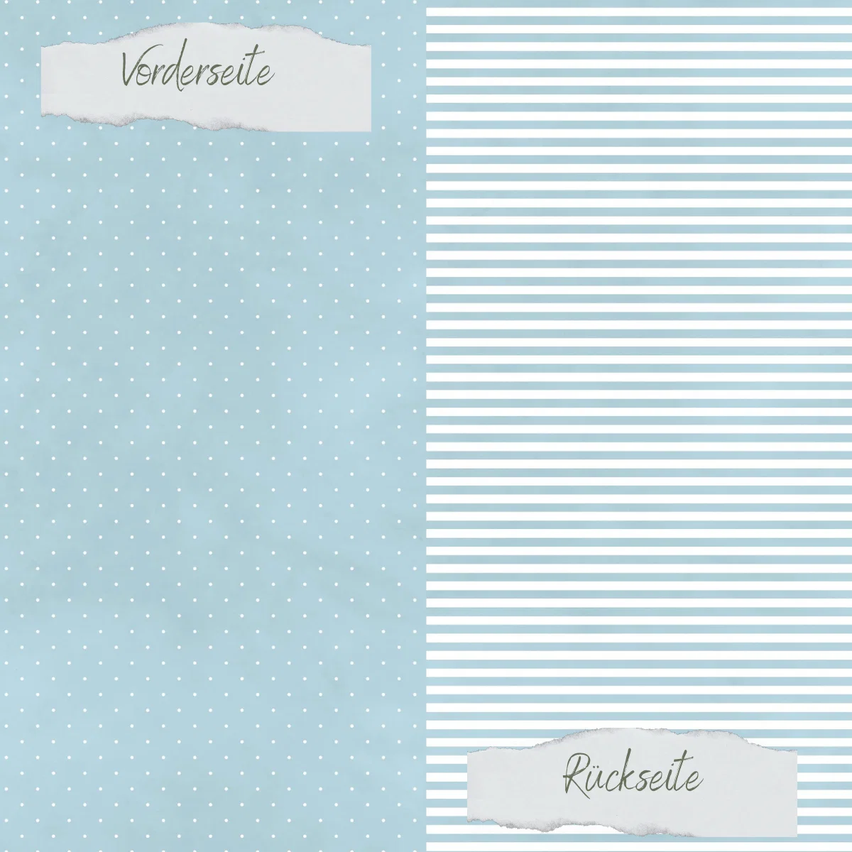 Creative Depot - Designpapier - Basic - Vintage Hellblau- Mini Pünktchen + Schmale Streifen - Doppelseitig bedruckt