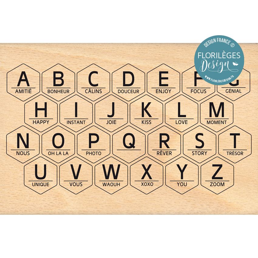 tampon-bois-initiales-hexagonales tampon-bois-initiales-hexagonales