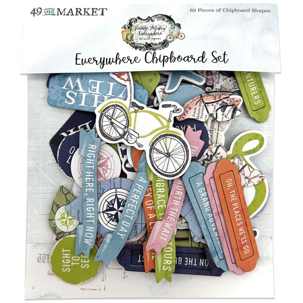 49 And Market - Vintage Artistry Everywhere Chipboard Set