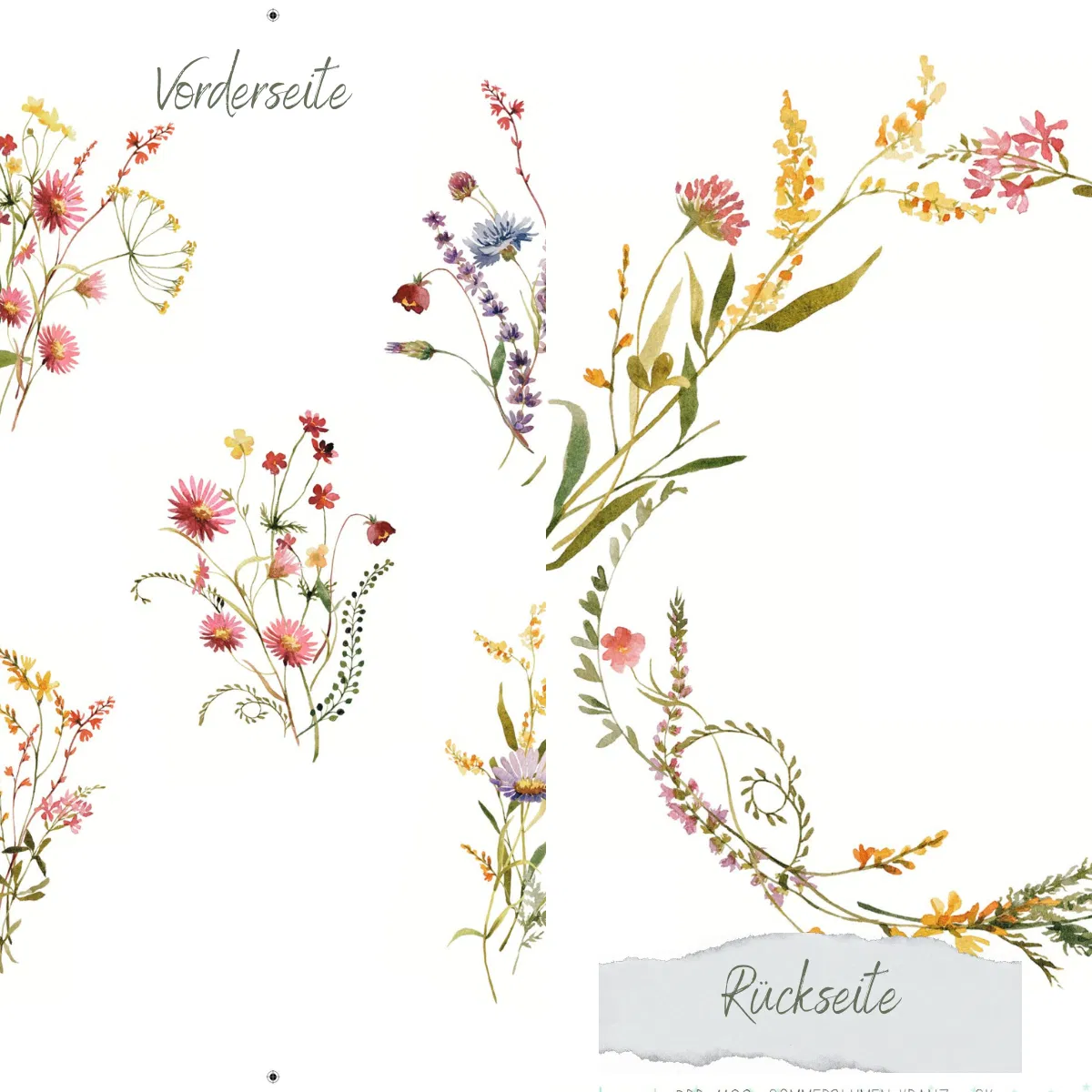 Creative Depot - Designpapier - Sommerblumen Kranz - Doppelseitig bedruckt