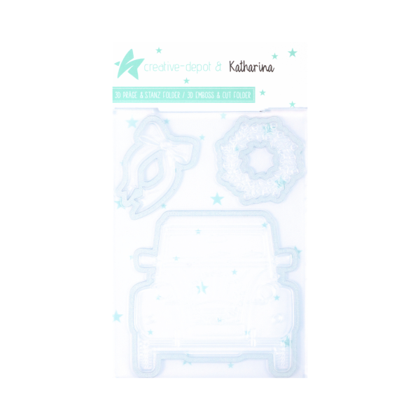 Creative Depot - Cut & Emboss Folder - 3D Weihnachtsauto - Front - 11 x 15,5 cm