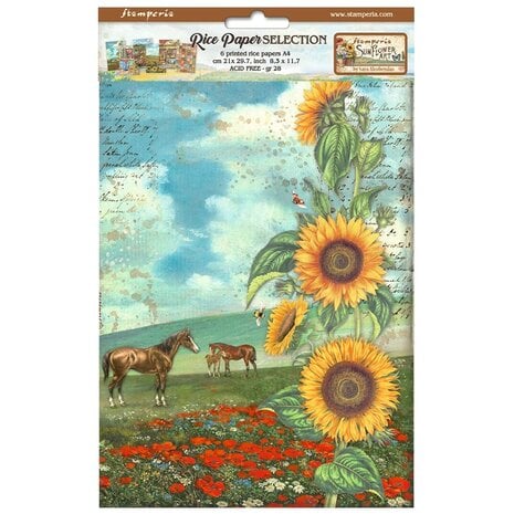 Stamperia - Sunflower Art A4 Rice Paper Selection (6 pcs)