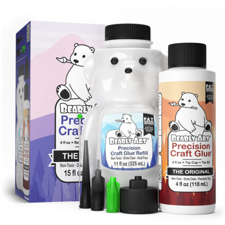 Bearly Art - Precision Craft Glue - THE BUNDLE 4 fl oz/11oz + Tip Kit