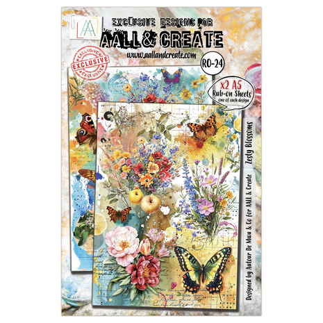 AALL & Create - Radiant Florals A5 Rub-Ons Zesty Blossoms