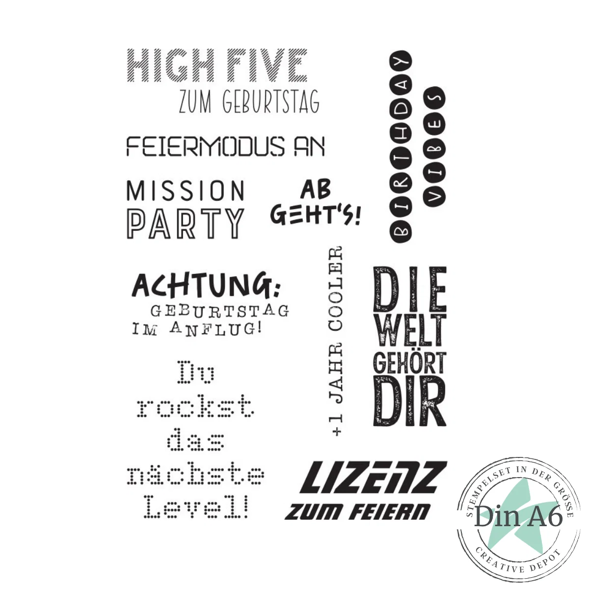 Creative Depot - Stempelset - Lizenz zum Feiern