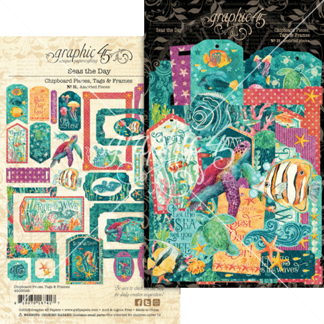 Graphic 45 Seas the Day Chipboard Pieces, Tags & Frames 