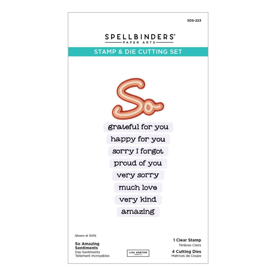 Spellbinders - Summertime Clear Stamp & Die Set So Amazing Sentiments by Lisa Horton