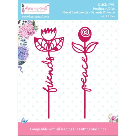 Dress My Craft Dies - Cutting Die Sentiment Floral Sentiments Friends & Peace Dress My Craft Dies - Cutting Die Sentiment Floral Sentiments Friends & Peace