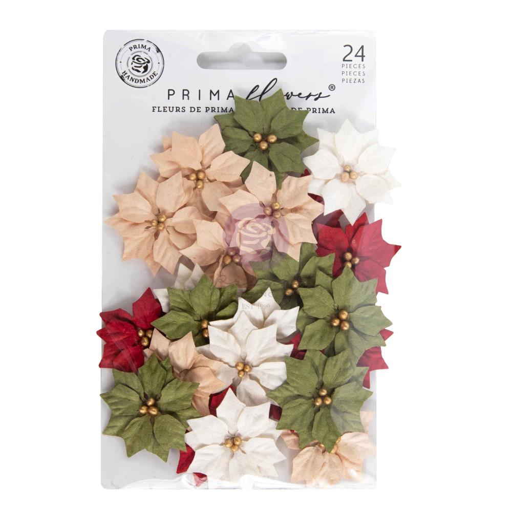 Prima Marketing - Twinkle & Treats - Prima Marketing Holiday Blooms Paper Flowers 24/Pkg