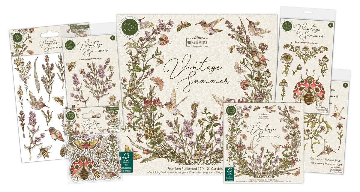 Craft Consortium - Vintage Summer Premium Rub-on Transfers Set by Olena Kovalova