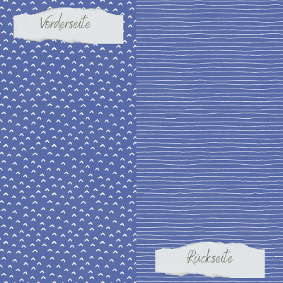 Creative Depot - Designpapier - Basic - Jeansblau - Doodle Dächer + Streifen - Doppelseitig bedruckt