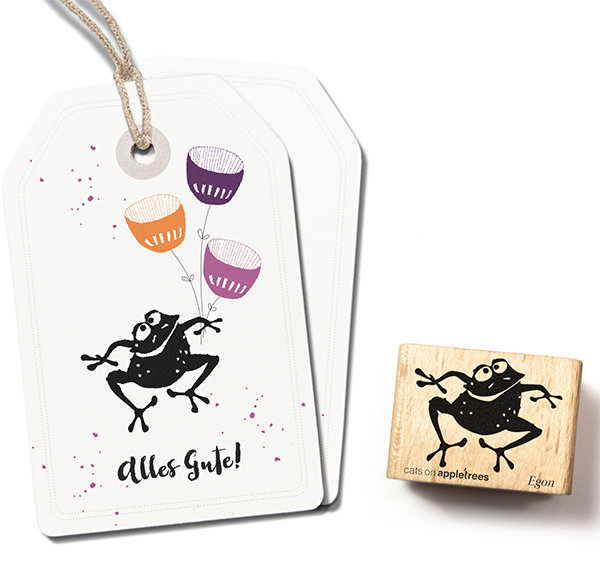 Cat on Appletrees - Stempel Frosch Egon springend