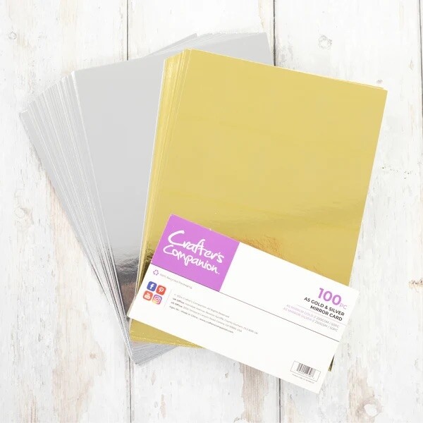 Crafter's Companion - A5 Mirror Cardstock a 100 st - Gold and Silver Crafter's Companion - A5 Mirror Cardstock a 100 st - Gold and Silver
