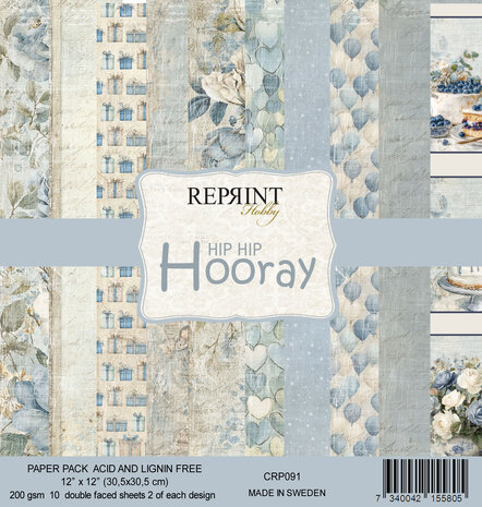Reprint - Hip Hip Hooray 12x12 Inch Paper Pack