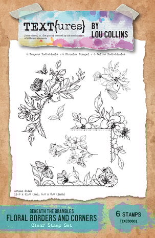 TEXT(ures) - Beneath the Brambles 6x8 Inch Clear Stamp Set Floral Borders and Corners