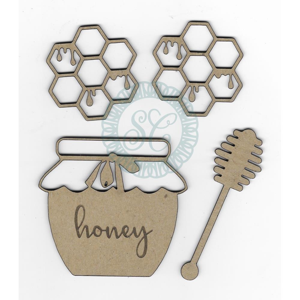 Scrapaholics Laser Cut Chipboard 2mm -  Honey Jar Set, 4/Pkg 3" To 1.75" 