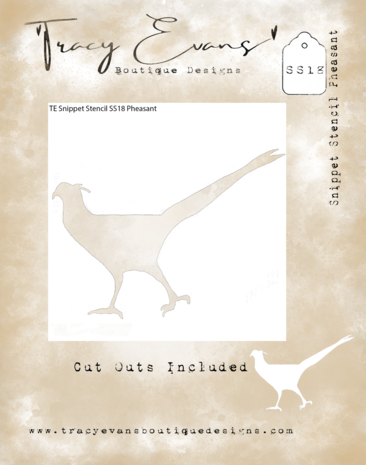 Tracy Evans - Pheasant 4x4 Inch Snippet Stencil Tracy Evans - Pheasant 4x4 Inch Snippet Stencil