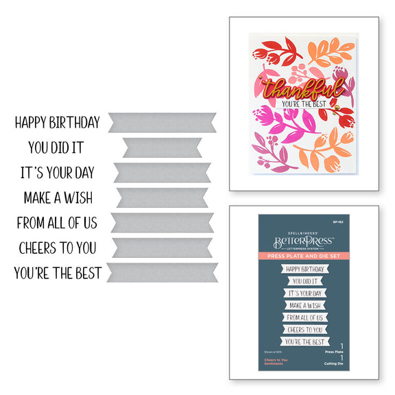 Spellbinders -BetterPress - Cheers to You Sentiments Press Plate & Die Set from Cheers to You Collection
