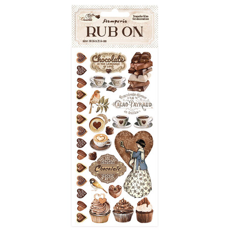 Stamperia - Coffee and Chocolate Rub-On 4x8,5 Inch Sweety