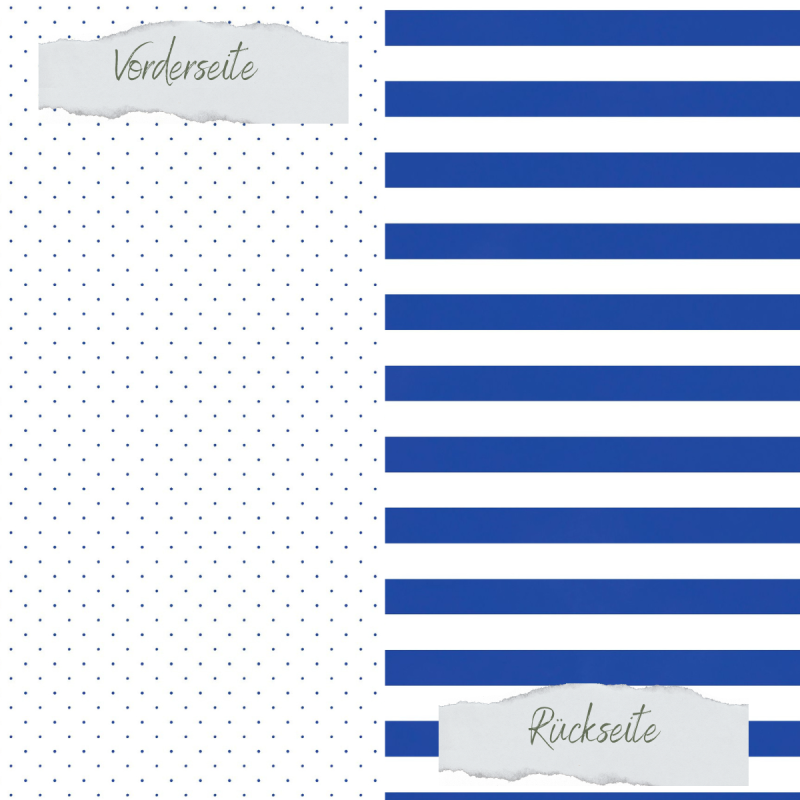 Creative Depot -  Designpapier - Basic - Tintenblau - Gepunktet + Breite Streifen - Doppelseitig bedruckt 