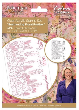 Bohemian Collection Clear Stamp Enchanting Floral Feather
