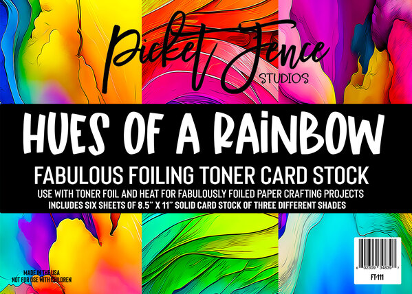 Picket Fence Studios - Fabulous Foiling Toner Card Stock Hues of a Rainbow (6pcs)