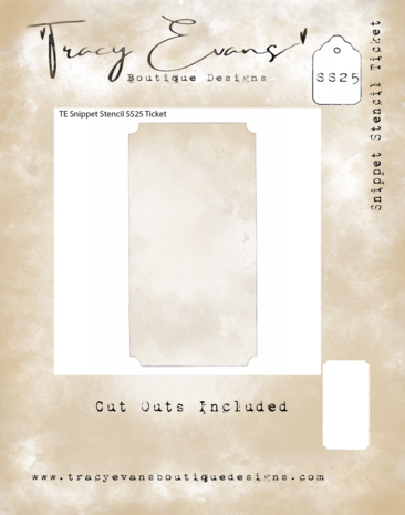 Tracy Evans - Ticket-Snippet-Schablone, 4 x 4 Zoll Tracy Evans - Ticket-Snippet-Schablone, 4 x 4 Zoll