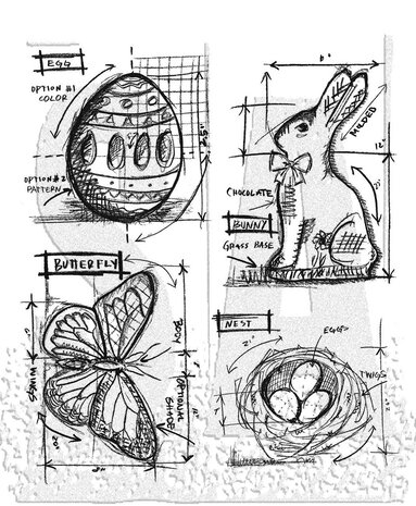 Tim Holtz -Easter Blueprint Tim Holtz Cling Stamps Tim Holtz -Easter Blueprint Tim Holtz Cling Stamps