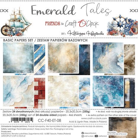 Craft O'Clock Emerald Tales 8x8 Inch Basic Papers Set  Craft O'Clock Emerald Tales 8x8 Inch Basic Papers Set