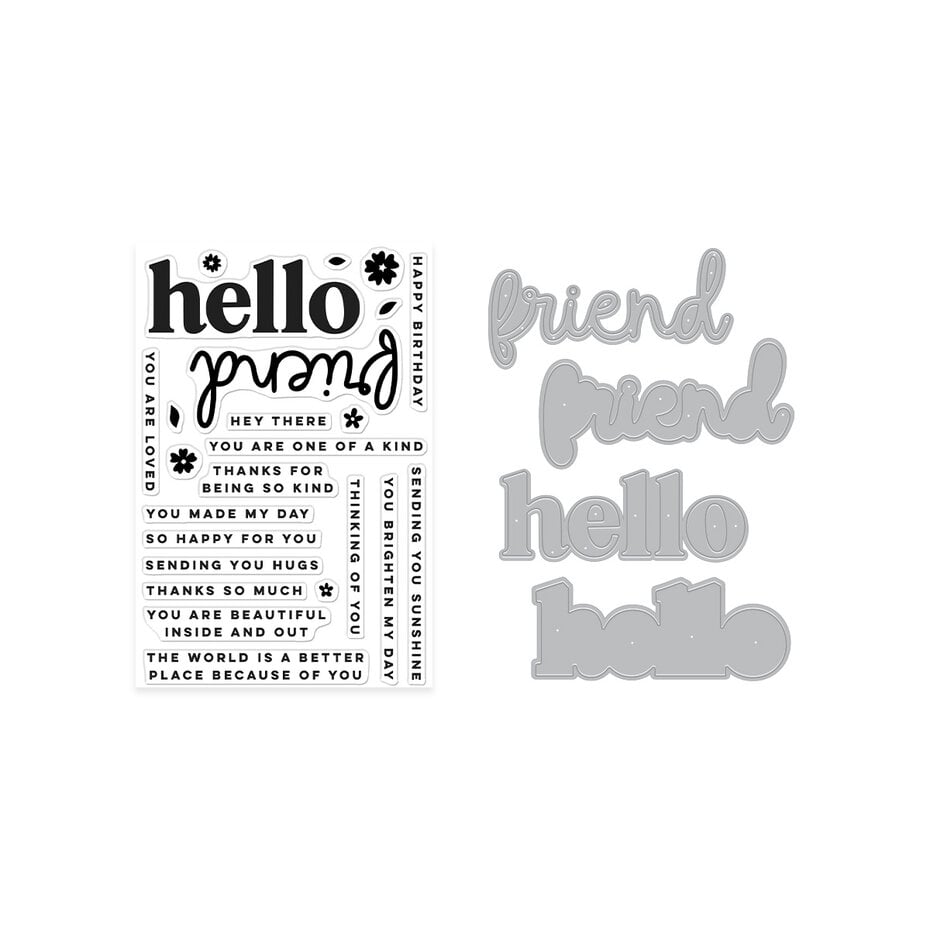 Hero Arts - You've Got a Friend Clear Stamp & Die Bundle Hello Friend