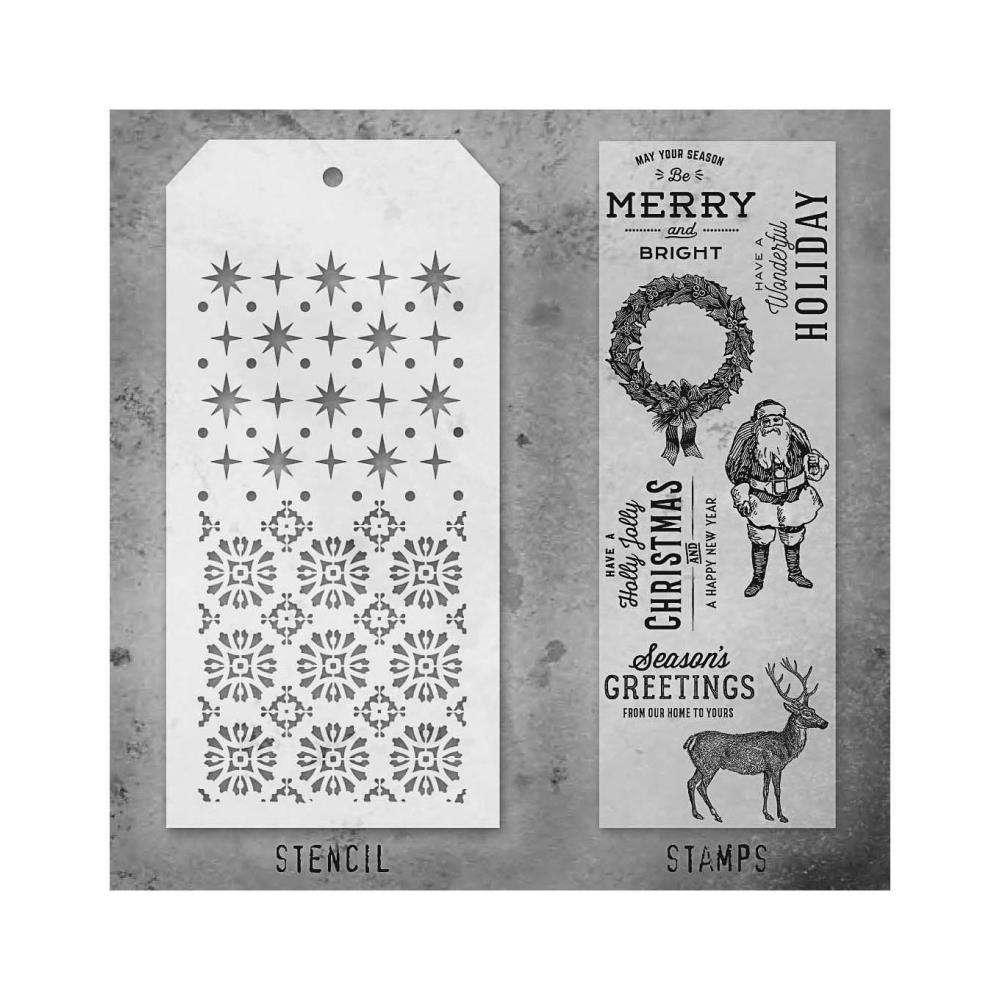 Tim Holtz Mixed-Media Stamps & Stencil Set -  Set #35