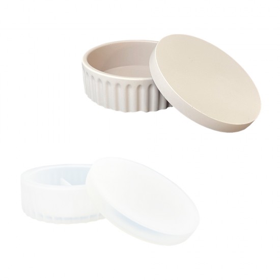 Silicone mold ø 12cm x 4,5cm - Stackable round storage box with solid lid Silicone mold ø 12cm x 4,5cm - Stackable round storage box with solid lid