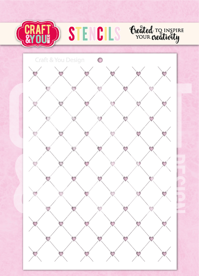 Craft & You Design - Heart Grid A6 Stencil
