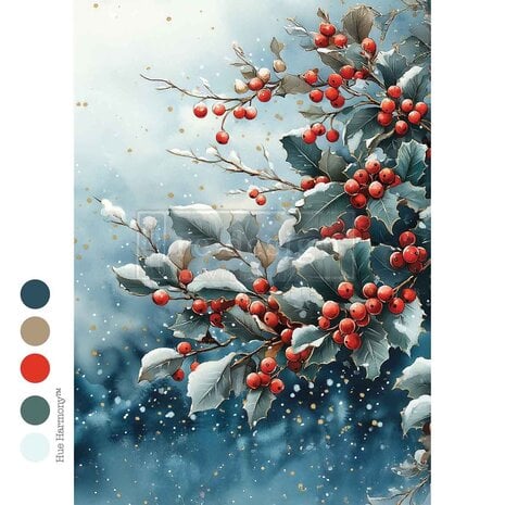 Re-Design - Frosted Boughs & Berries A4 Decoupage Fiber 