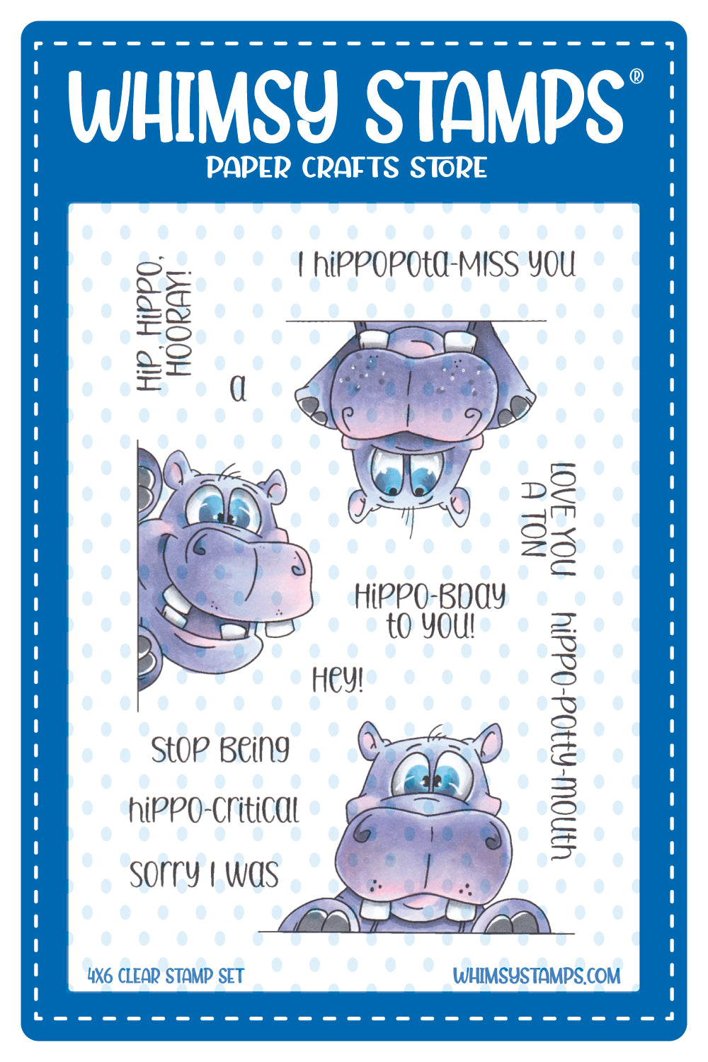 Whimsy Stamps - Happy Hippos Clear Stamps