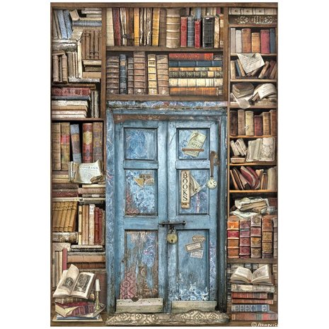 Stamperia - Vintage Library A4 Rice Paper Door