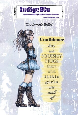 IndigoBlu - Clockwork Belle A6 Red Rubber Stamp
