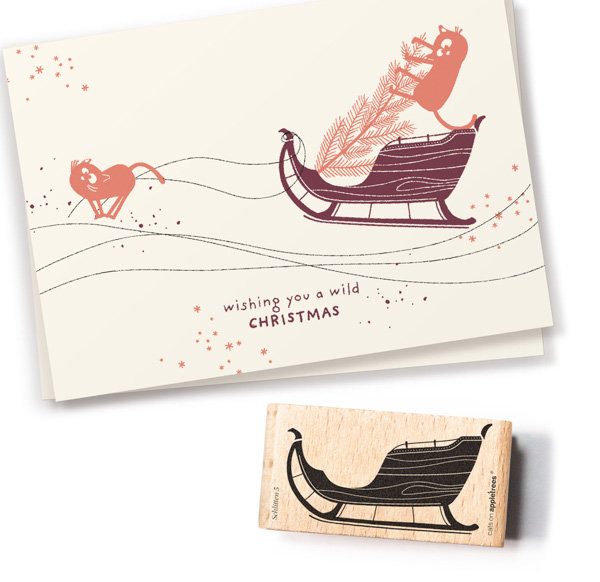cats on appletrees - Stempel Schlitten 5